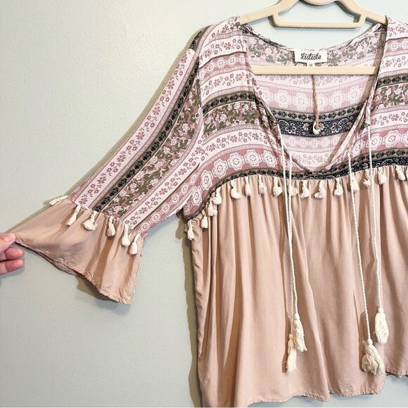 Listicle Women's Pink Floral Front Print Full Sleeves Blouse Size Large - Picture 3 of 12